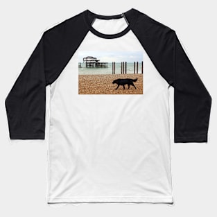 Brighton West Pier and Black Dog Baseball T-Shirt